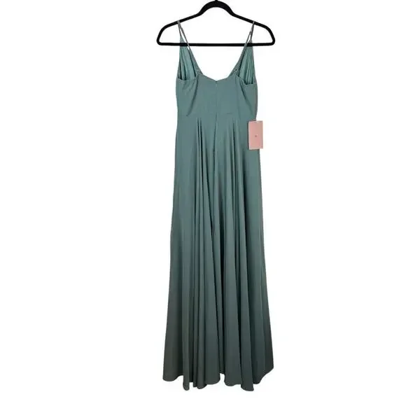 NWT BHLDN Eva Chiffon Bridesmaid Maxi Dress Formal Wedding Guest Moss Green S - Picture 11 of 11